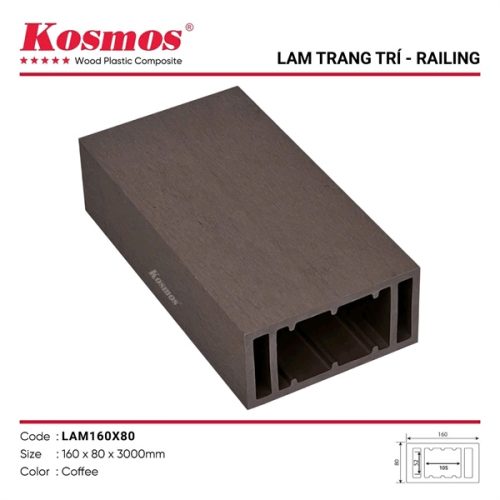 Trụ Kosmos 80 x 160 x 3000mm màu Coffe - Cây