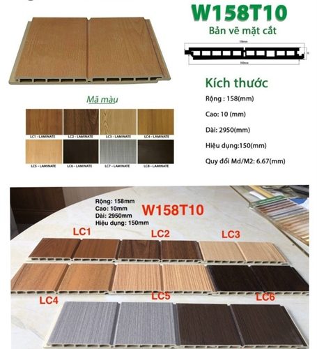 Lam 2 sóng TGI W158T10 màu LC8 KT: 158(R) x 10(C) x 2950(D)mm (6,67md = 1m2) - tấm