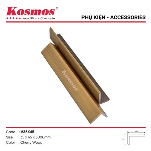 Nẹp V Kosmos ngoài trời 35x45 OP113X16 màu Cherry Wood
