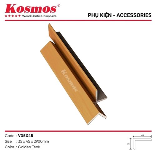 Nẹp V Kosmos ngoài trời 35x45 OP113X16 màu Golden Teak