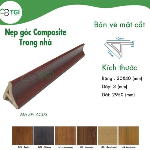 Nẹp góc AC03LC7 màu LC7 (KT:32x21x2950mm)